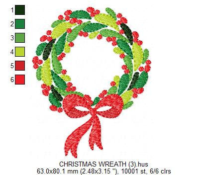 Xmas Wreath embroidery designs - Holly Wreath embroidery design machine embroidery pattern - Christmas Wreath embroidery file download