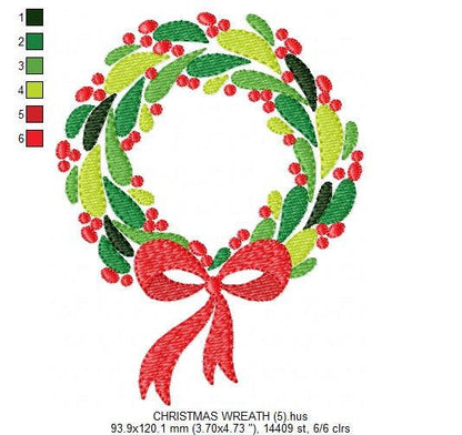 Xmas Wreath embroidery designs - Holly Wreath embroidery design machine embroidery pattern - Christmas Wreath embroidery file download