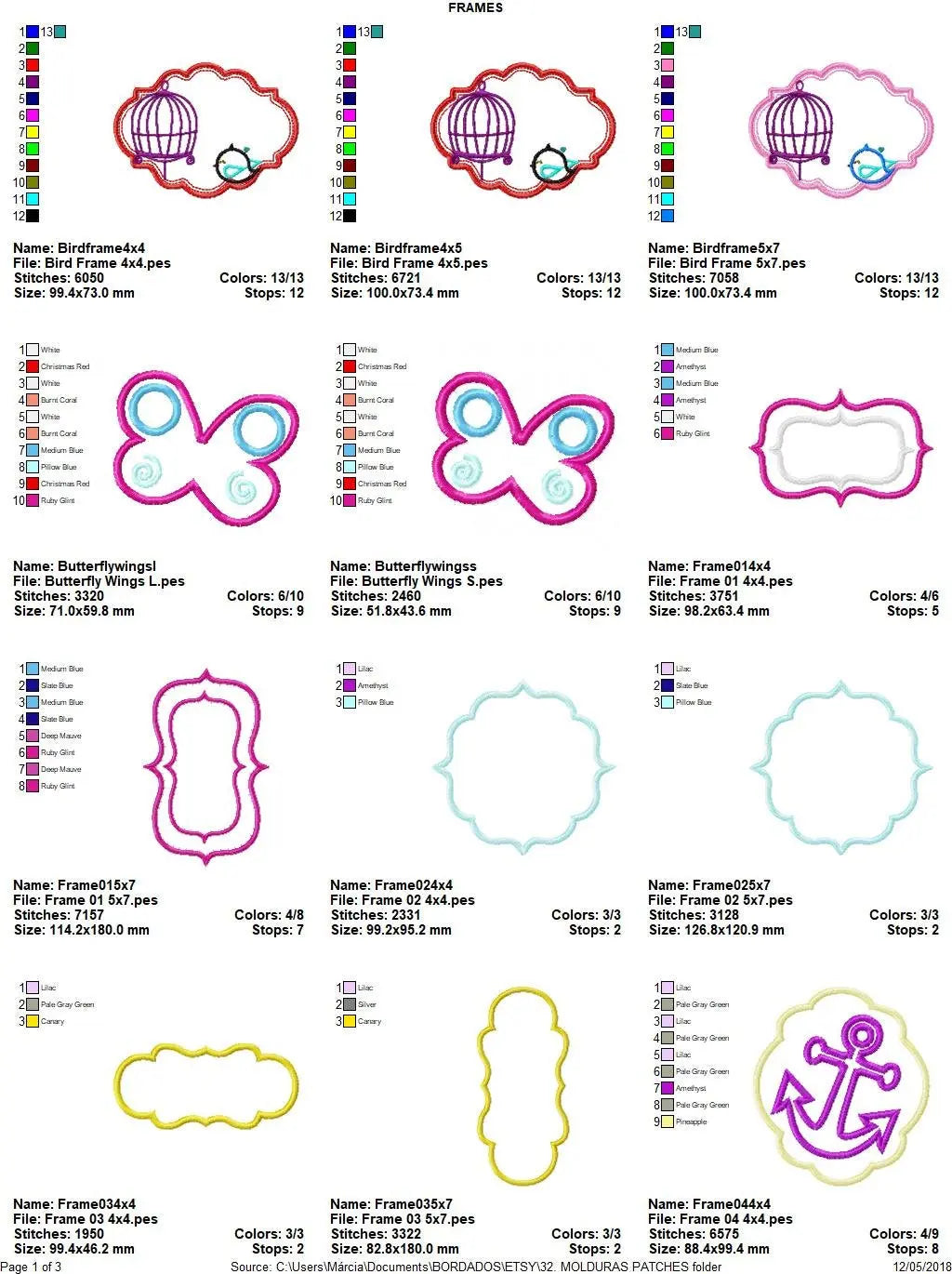 Frame embroidery designs set - Frame Applique Design Machine embroidery design - tag embroidery file - instant download anchor butterfly Marcia Embroidery