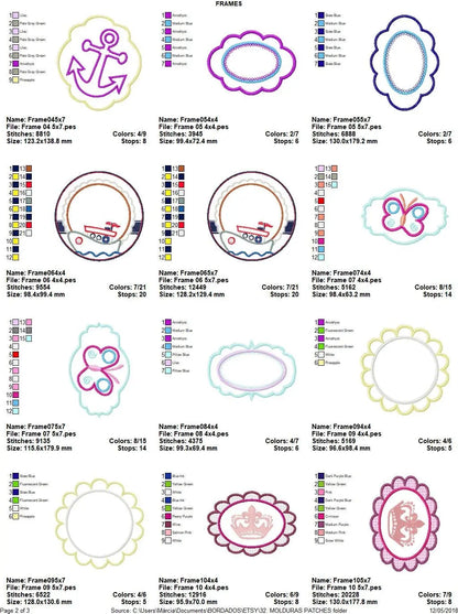 Frame embroidery designs set - Frame Applique Design Machine embroidery design - tag embroidery file - instant download anchor butterfly Marcia Embroidery