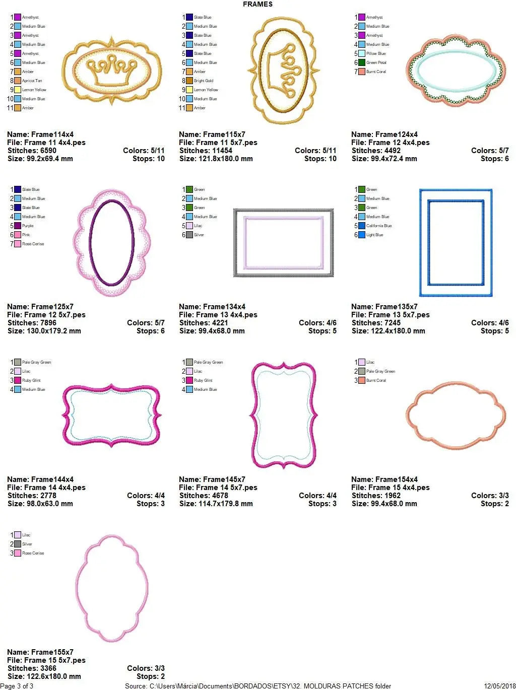 Frame embroidery designs set - Frame Applique Design Machine embroidery design - tag embroidery file - instant download anchor butterfly Marcia Embroidery