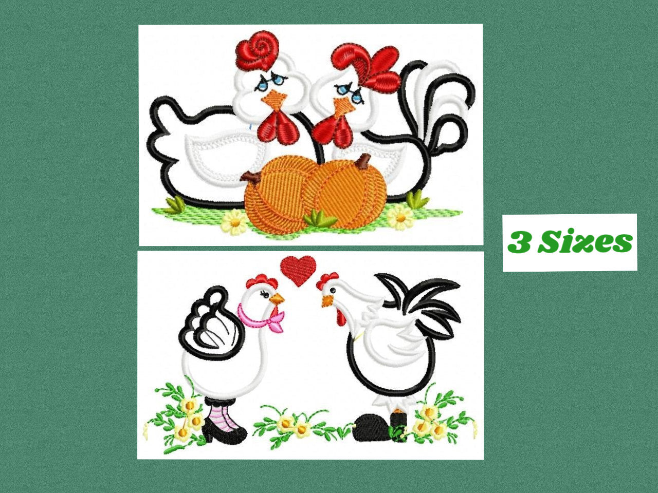 Chicken embroidery designs - Rooster embroidery design machine embroidery - Kitchen towel embroidery file - farm hen embroidery pattern pes