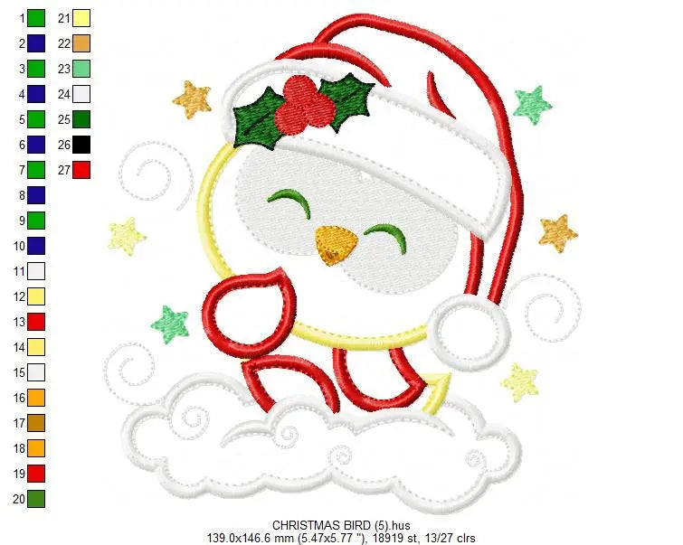 Xmas Owl Bird embroidery designs - Santa Claus embroidery design machine embroidery pattern - Christmas embroidery file -instant download Marcia Embroidery