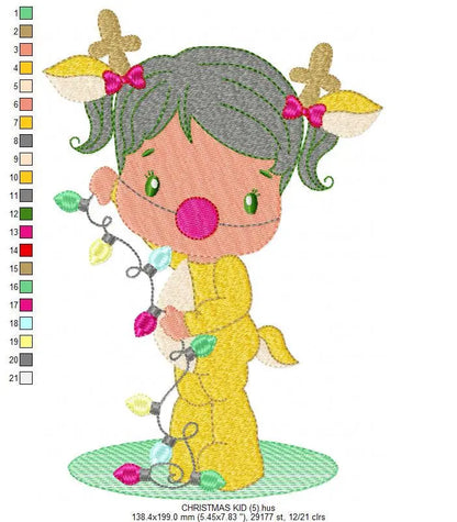 Xmas Girl Elf embroidery designs -  Reindeer Santa Claus Helper embroidery design machine embroidery pattern - instant digital download pes Marcia Embroidery