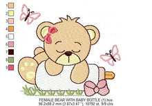 Carica l&#39;immagine nel visualizzatore di Gallery, Baby Bear with bottle embroidery designs - Sleeping Teddy embroidery design machine embroidery pattern - Boy and girl - Instant download pes
