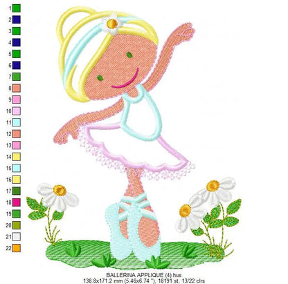 Ballerina embroidery designs - Ballet dancer embroidery design machine embroidery pattern - Ballerina applique design - instant download pes Marcia Embroidery