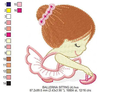 Ballerina embroidery designs - Ballet dancer embroidery design machine embroidery pattern - Girl tutu flowers - Instant download pes jef dst Marcia Embroidery