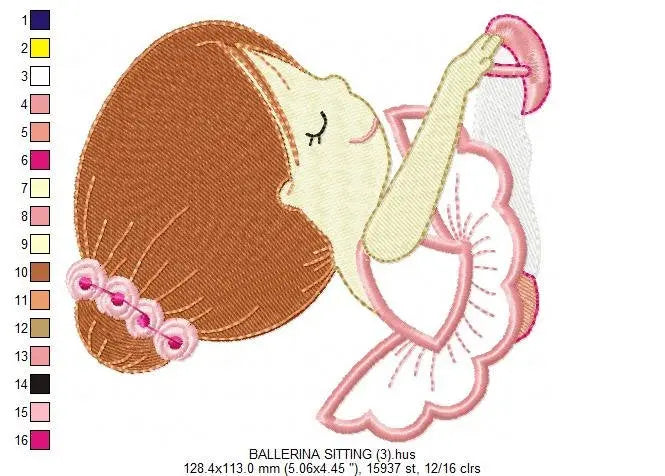 Ballerina embroidery designs - Ballet dancer embroidery design machine embroidery pattern - Girl tutu flowers - Instant download pes jef dst Marcia Embroidery