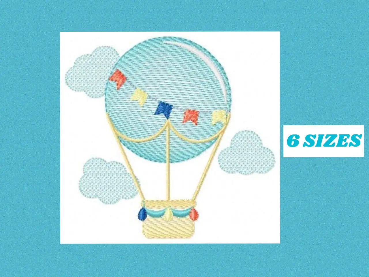 Balloon embroidery designs - Hot air balloon embroidery design machine embroidery pattern - Sky clouds embroidery file - instant download Marcia Embroidery