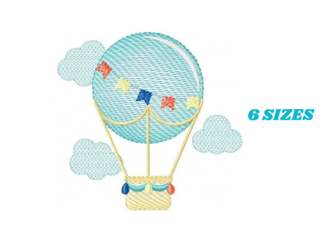 Balloon embroidery designs - Hot air balloon embroidery design machine embroidery pattern - Sky clouds embroidery file - instant download Marcia Embroidery