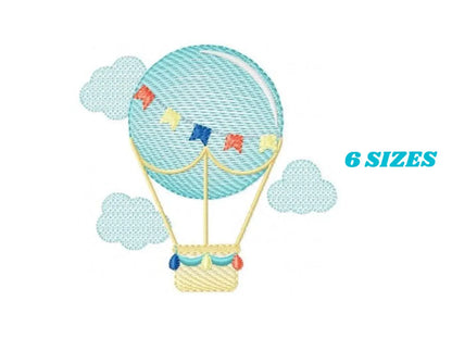 Balloon embroidery designs - Hot air balloon embroidery design machine embroidery pattern - Sky clouds embroidery file - instant download Marcia Embroidery