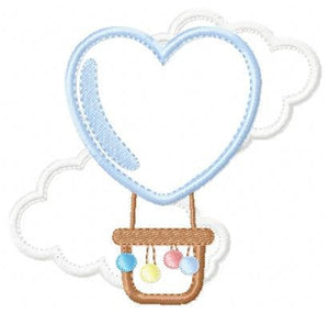 Balloon embroidery designs - Hot air balloon embroidery design machine embroidery pattern - Sky embroidery file - Heart embroidery applique