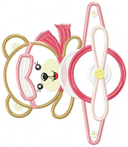 Pilot Bear embroidery designs - Plane embroidery design machine embroidery pattern - Teddy bear applique design girl - baby embroidery file