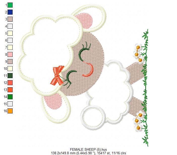 Sheep applique embroidery design - Lamb embroidery designs machine embroidery pattern - Newborn baby file - Instant download pes jef dst vp3 Marcia Embroidery