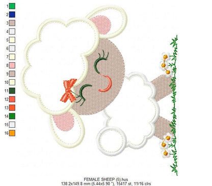 Sheep applique embroidery design - Lamb embroidery designs machine embroidery pattern - Newborn baby file - Instant download pes jef dst vp3 Marcia Embroidery