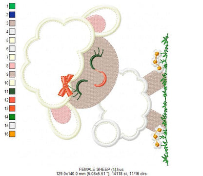 Sheep applique embroidery design - Lamb embroidery designs machine embroidery pattern - Newborn baby file - Instant download pes jef dst vp3 Marcia Embroidery