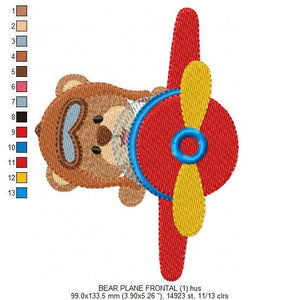 Bear embroidery designs - Plane embroidery design machine embroidery pattern - Teddy bear embroidery - Pilot bear design boy embroidery file