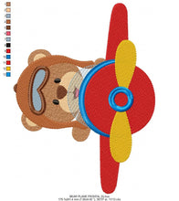 Laden Sie das Bild in den Galerie-Viewer, Bear embroidery designs - Plane embroidery design machine embroidery pattern - Teddy bear embroidery - Pilot bear design boy embroidery file
