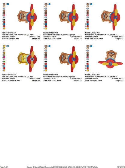 Bear embroidery designs - Plane embroidery design machine embroidery pattern - Teddy bear embroidery - Pilot bear design boy embroidery file