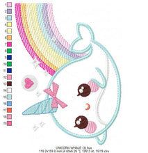Laden Sie das Bild in den Galerie-Viewer, Unicorn embroidery designs - Whale embroidery design machine embroidery pattern - baby girl embroidery file - newborn whale applique nursery
