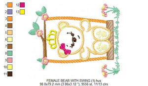 Bear embroidery designs - Teddy embroidery design machine embroidery pattern - Teddy bear embroidery file - Bear applique design download