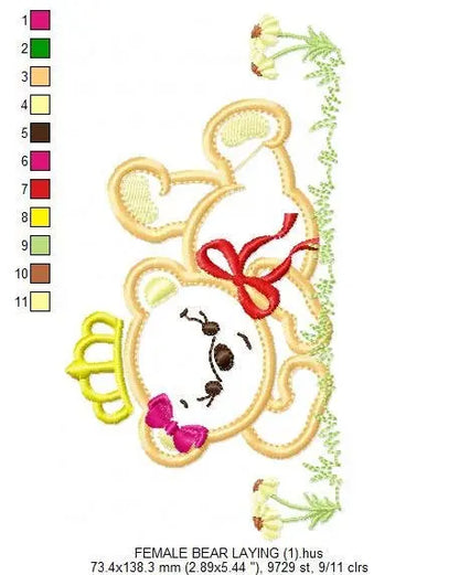 Bear embroidery designs - Teddy embroidery design machine embroidery pattern - King bear applique design - baby embroidery file download Marcia Embroidery