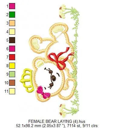 Bear embroidery designs - Teddy embroidery design machine embroidery pattern - King bear applique design - baby embroidery file download Marcia Embroidery