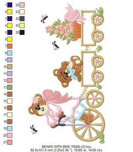 Bear embroidery designs - Baby Girl embroidery design machine embroidery pattern - Angel bear embroidery file - Bear applique design