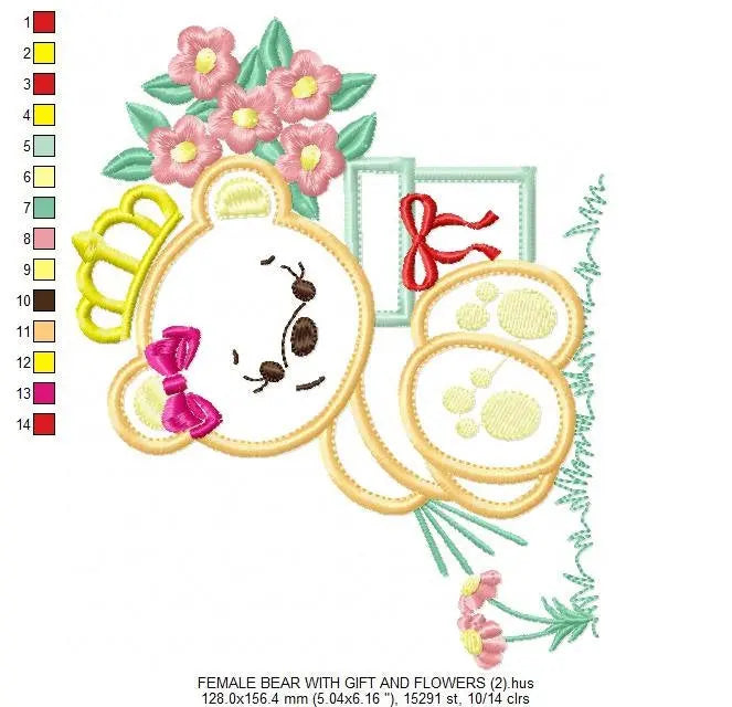 Bear embroidery designs - Baby Boy embroidery design machine embroidery pattern - Female bear embroidery file - Bear applique design digital Marcia Embroidery
