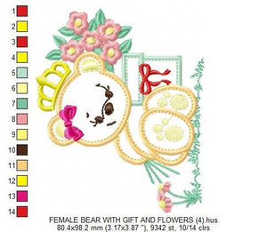 Bear embroidery designs - Baby Boy embroidery design machine embroidery pattern - Female bear embroidery file - Bear applique design digital