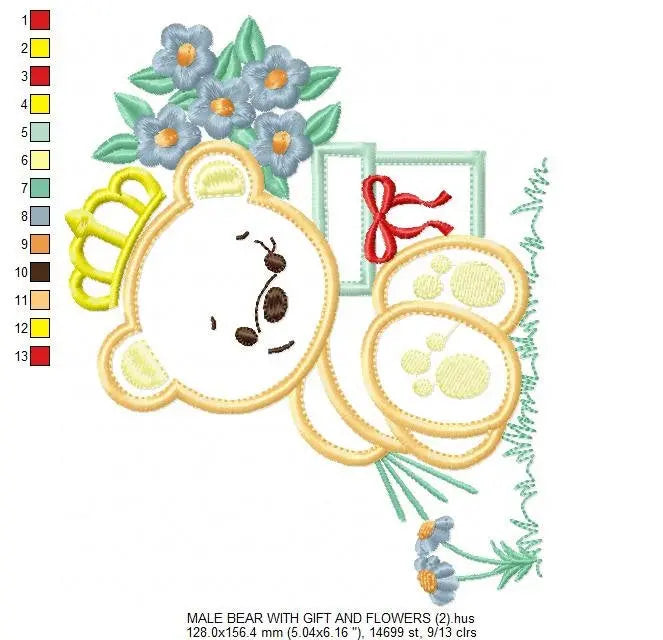 Bear embroidery designs - Baby Boy embroidery design machine embroidery pattern - Female bear embroidery file - Bear applique design digital Marcia Embroidery