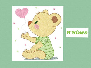 Bear embroidery designs - Teddy embroidery design machine embroidery pattern - Baby bear embroidery file filled design - instant download