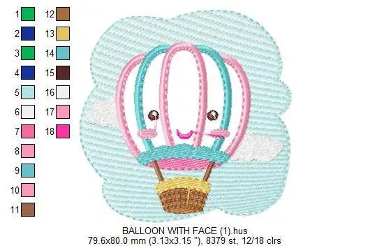 Balloon embroidery designs - Hot air balloon embroidery design machine embroidery pattern - Kid embroidery file - Baby boy instant download Marcia Embroidery