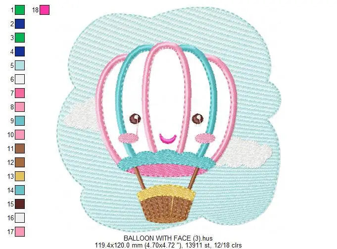 Balloon embroidery designs - Hot air balloon embroidery design machine embroidery pattern - Kid embroidery file - Baby boy instant download Marcia Embroidery