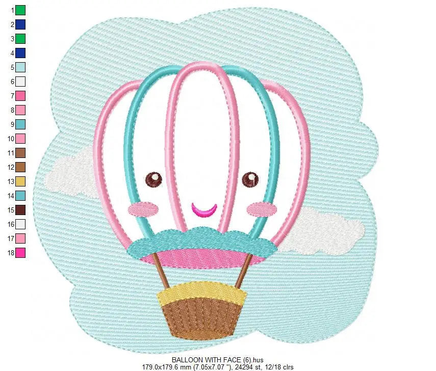 Balloon embroidery designs - Hot air balloon embroidery design machine embroidery pattern - Kid embroidery file - Baby boy instant download Marcia Embroidery