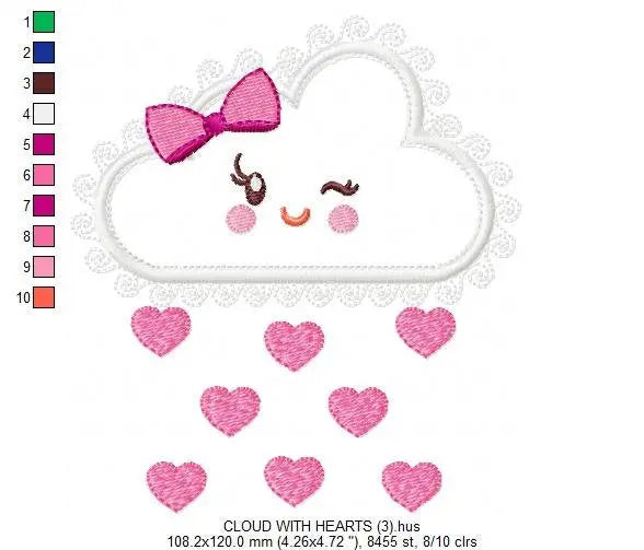 Cloud embroidery design - Rain embroidery designs machine embroidery pattern - Baby embroidery file - Kid embroidery cloud applique design Marcia Embroidery