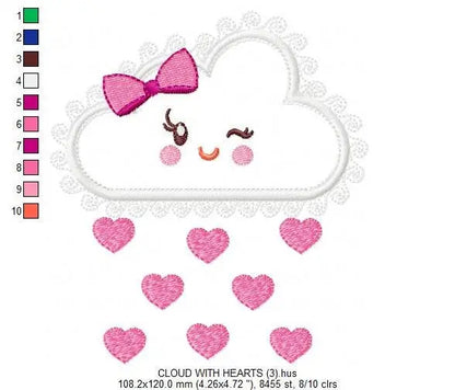 Cloud embroidery design - Rain embroidery designs machine embroidery pattern - Baby embroidery file - Kid embroidery cloud applique design Marcia Embroidery