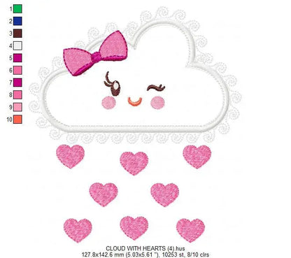 Cloud embroidery design - Rain embroidery designs machine embroidery pattern - Baby embroidery file - Kid embroidery cloud applique design Marcia Embroidery