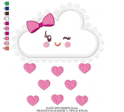 Cloud embroidery design - Rain embroidery designs machine embroidery pattern - Baby embroidery file - Kid embroidery cloud applique design Marcia Embroidery