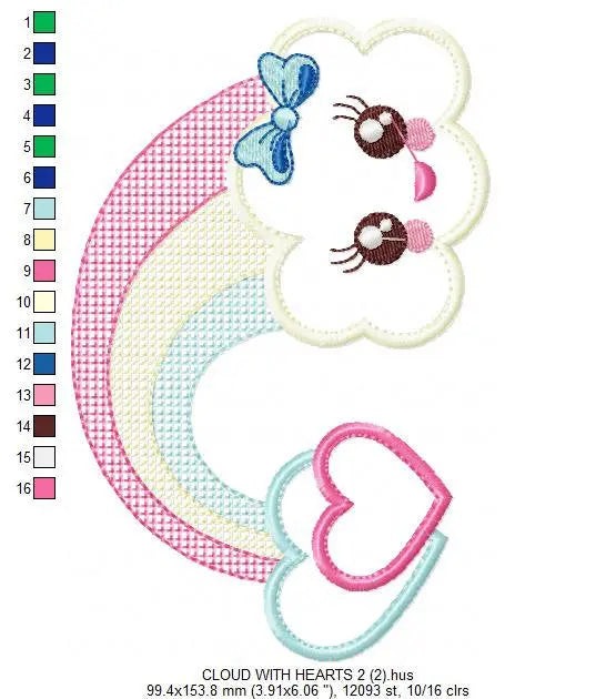 Cloud embroidery design - rainbow embroidery designs machine embroidery pattern - baby girl embroidery file - cloud rainbow applique design Marcia Embroidery