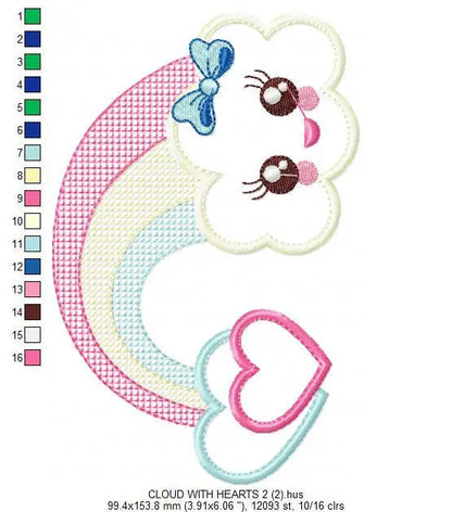 Cloud embroidery design - rainbow embroidery designs machine embroidery pattern - baby girl embroidery file - cloud rainbow applique design Marcia Embroidery