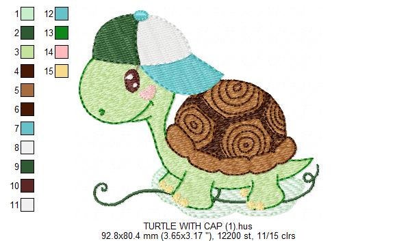Turtle embroidery design - Animal embroidery designs machine embroidery pattern - baby boy embroidery file - kid embroidery turtle design