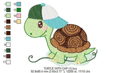 Turtle embroidery design - Animal embroidery designs machine embroidery pattern - baby boy embroidery file - kid embroidery turtle design