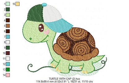 Turtle embroidery design - Animal embroidery designs machine embroidery pattern - baby boy embroidery file - kid embroidery turtle design