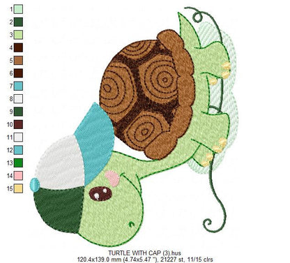 Turtle embroidery design - Animal embroidery designs machine embroidery pattern - baby boy embroidery file - kid embroidery turtle design