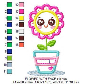 Flowers embroidery designs - Flowerpot embroidery design machine embroidery pattern - vase embroidery file flower applique floral embroidery