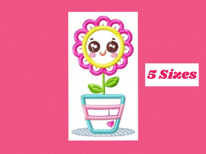 Flowers embroidery designs - Flowerpot embroidery design machine embroidery pattern - vase embroidery file flower applique floral embroidery