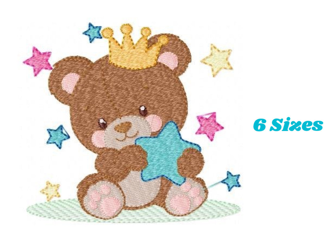 Bear embroidery designs - Bear with crown embroidery design machine embroidery pattern - Teddy bear embroidery file baby kid newborn nursey