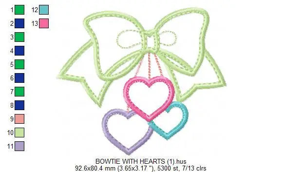 Lace with hearts embroidery designs - Bow Tie embroidery design machine embroidery pattern - baby girl embroidery file  lace applique design Marcia Embroidery