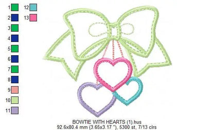 Lace with hearts embroidery designs - Bow Tie embroidery design machine embroidery pattern - baby girl embroidery file  lace applique design Marcia Embroidery